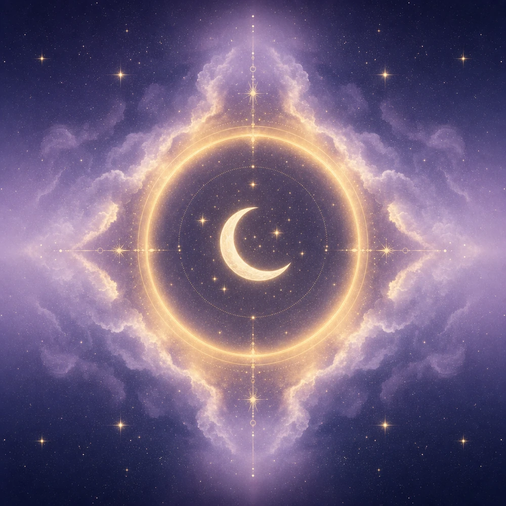 A moonlit circle of candles and stars, representing private weekly reflection